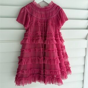 Charming Pink Ruffled Kids Dress